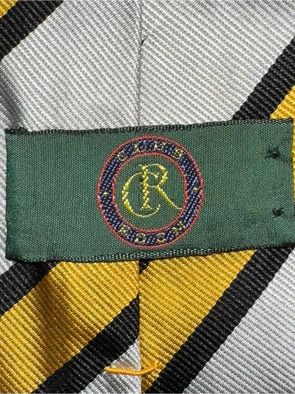 Club Room Silk Yellow, White & Black Diagonal Stripe Tie